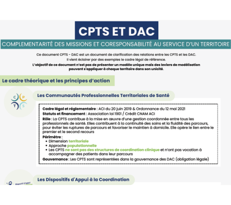 DAC & CPTS : complémentarité des missions